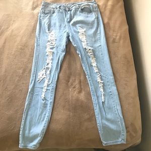 Gogo Distressed Light Wash Skinny / Boyfriend Jean